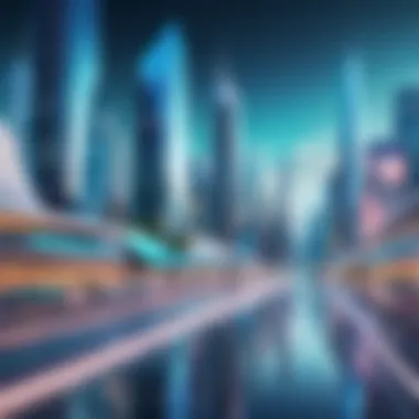 Futuristic Cityscape with AR A futuristic cityscape enhanced by augmented reality technology.