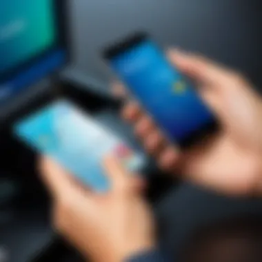 User Experience with SafePass Card A user interacting with the SafePass Card while accessing their digital banking account on a smartphone.