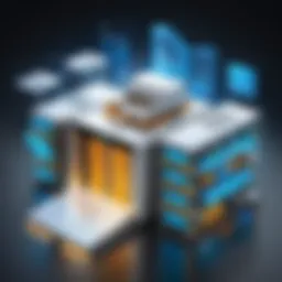 A conceptual representation of enterprise vault migration with digital elements.