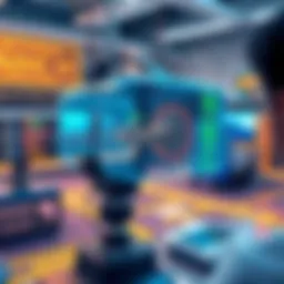 An immersive augmented reality scene showcasing digital elements overlaid on a physical environment.