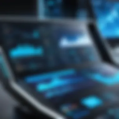 Futuristic Dashboard for Data Analytics A futuristic dashboard showcasing data analytics and AI insights