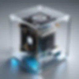 Transparent design showcasing internal components of a clear cube thin client