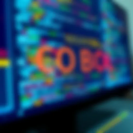 A visual representation of COBOL code on a computer screen