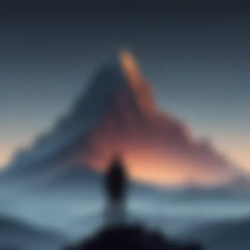 Silhouette of a person standing on a mountain peak symbolizing integrity