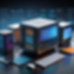 An illustration depicting the historical evolution of database technology