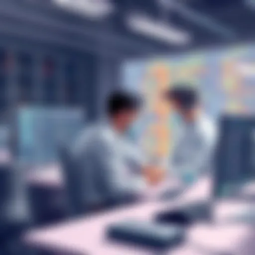 A dynamic software development team collaborating on a project