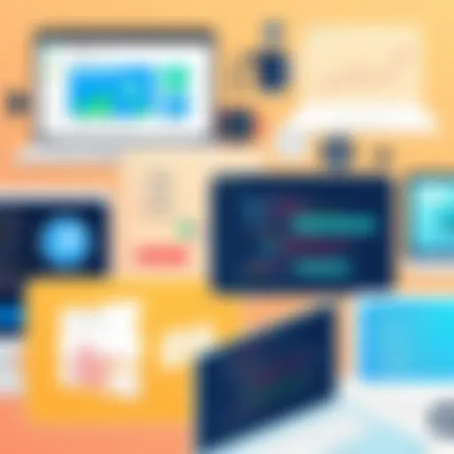 Diverse Learning Platforms A collage of diverse online learning platforms for computer science education