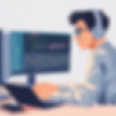 Engaging in Online Learning An individual engaged in an online coding course