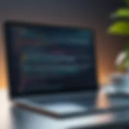 Java coding on a laptop with vibrant code snippets