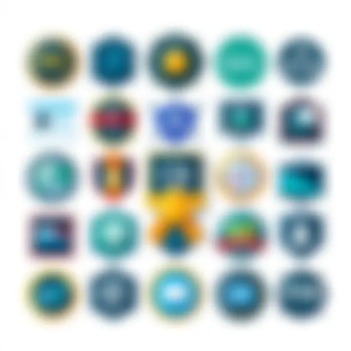 Diverse Programming Certification Badges An array of programming certification badges showcasing diverse technologies