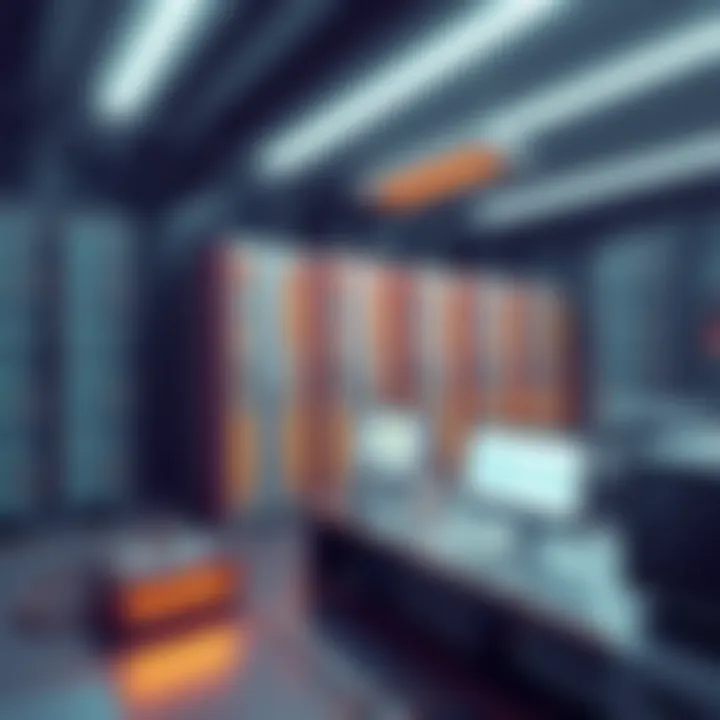 A futuristic concept art representing the future trends of supercomputers and their impact on artificial intelligence.