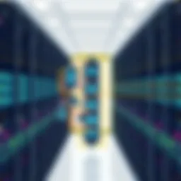 An intricate diagram of petaflop supercomputer architecture showcasing components and data flow.