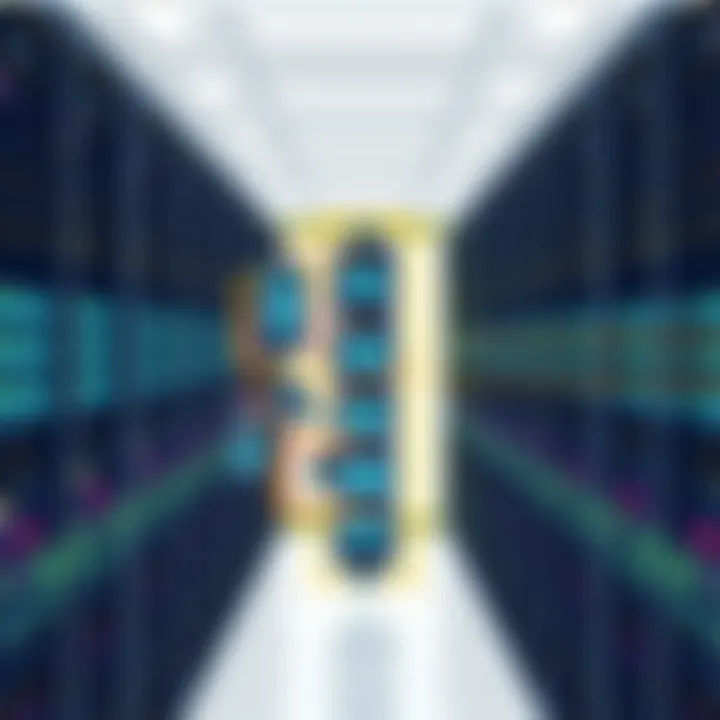 An intricate diagram of petaflop supercomputer architecture showcasing components and data flow.