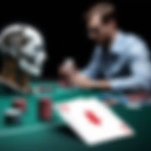 A digital representation of artificial intelligence analyzing poker strategies