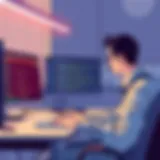 A freelancer coding in a modern workspace