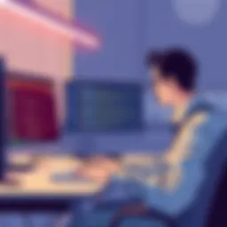 A freelancer coding in a modern workspace