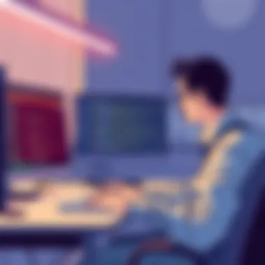 Freelancer at Work A freelancer coding in a modern workspace