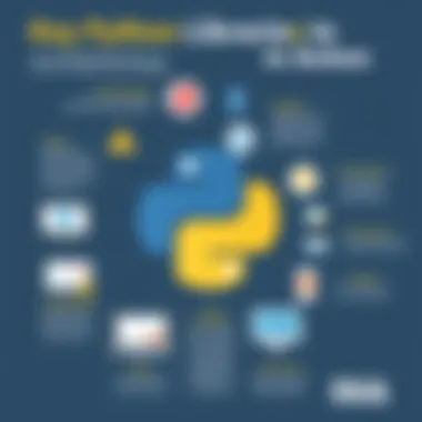 Key Python Libraries in Action An infographic displaying popular Python libraries used in various applications.