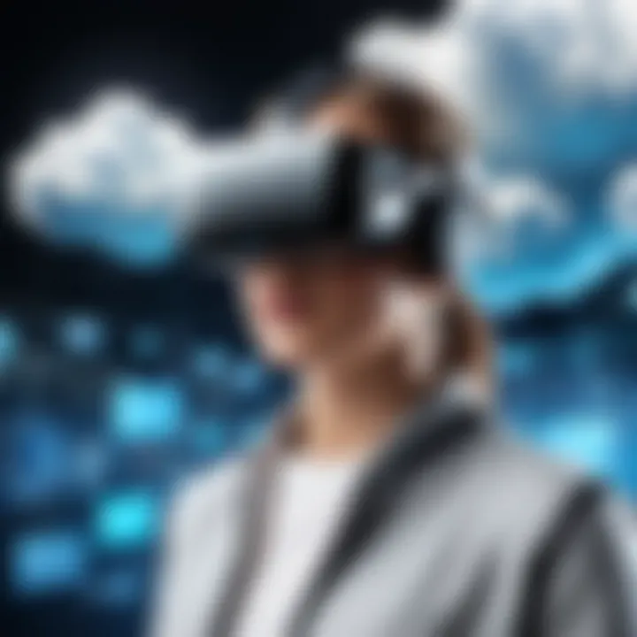 A futuristic view depicting potential challenges and trends in cloud-based virtual reality.
