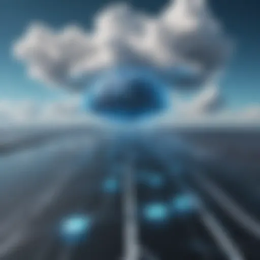 Illustration depicting cloud migration on a futuristic path