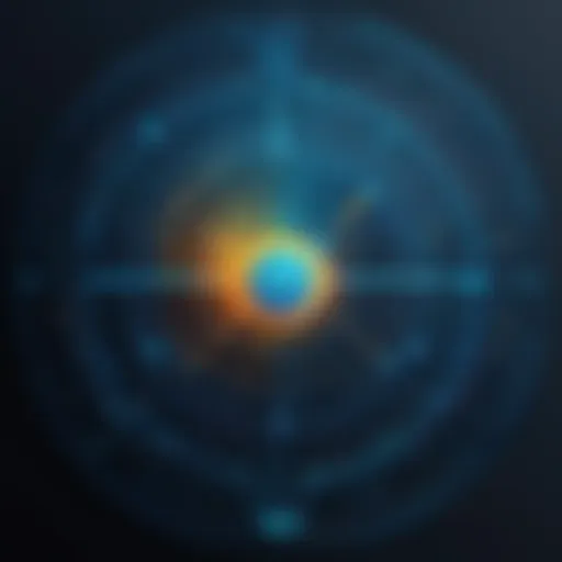 An abstract representation of data analysis using machine learning algorithms.