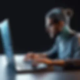 A programmer writing code on a laptop, showcasing modern programming languages.