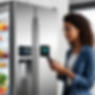 User interacting with refrigerator app on smartphone