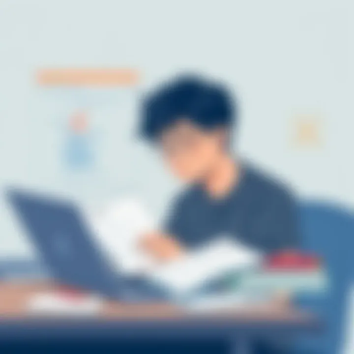 Engaging with Java Learning Materials A person studying with Java books and a laptop
