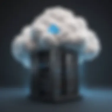 Illustration showing a server transforming into a cloud symbol