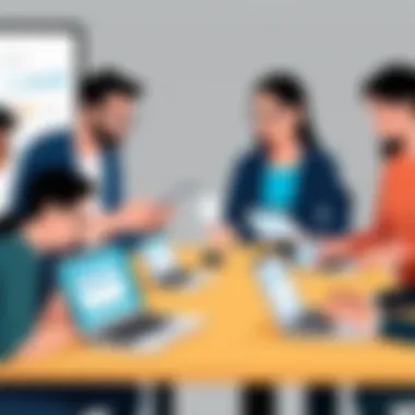 User Engagement in Usability Testing A group of diverse users engaged in a usability testing session.