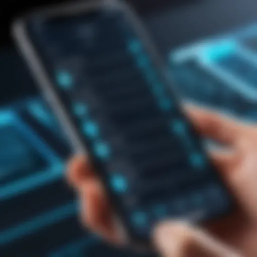 A close-up of a mobile app interface being tested for usability.